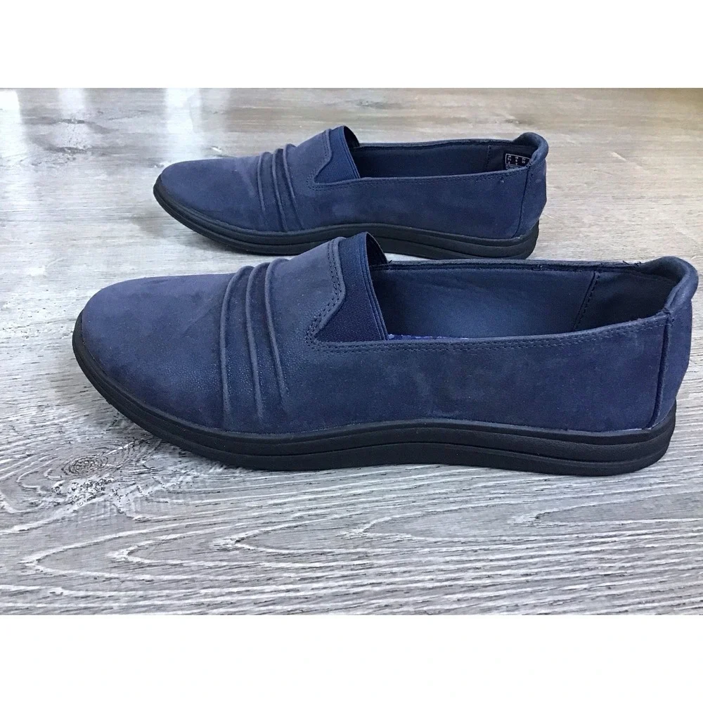 Clarks Shoes Womens 8 Wide Breeze Sol Slip On Comfort Shoes 26175260 Navy Marine